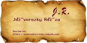 Jávorszky Róza névjegykártya